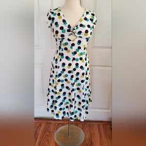 Bettie Page Polka-dot Midi Dress, Size 12- 14, Multi color